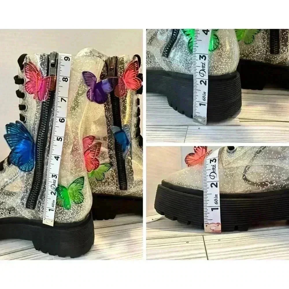 Dolls Kill Glitter Butterfly Platform Combat Boots - Multicolor - Picture 5 of 12